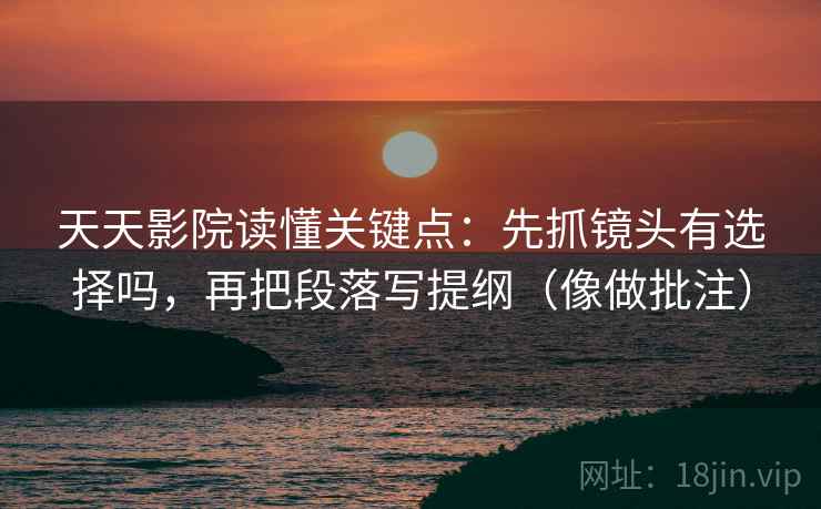 天天影院读懂关键点:先抓镜头有选择吗,再把段落写提纲(像做批注) 天天影院读懂关键点:先抓镜头有选择吗,再把段落写提纲(像做批注)